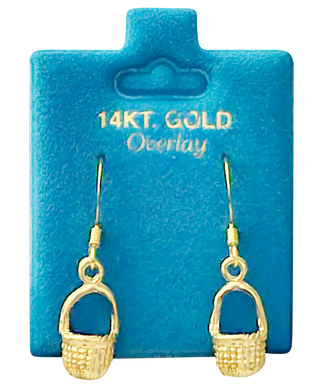 Made In USA Nantucket Basket Dangle Earrings Gold or Silver