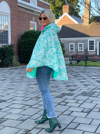 REVERSIBLE MINT FLORAL PONCHO - Cathys Place