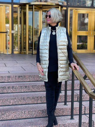 GOLD METALLIC HOLIDAY PUFFER VEST