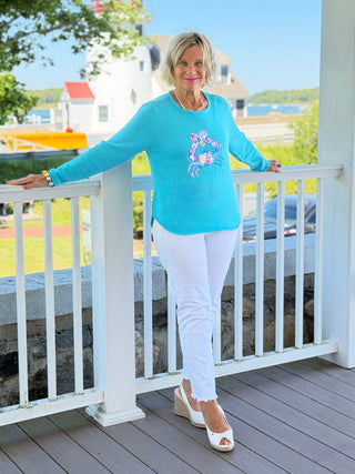 BEACH CLUB AQUA CRAB SWEATER LULU-B