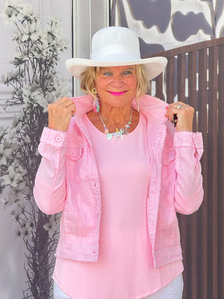 KEY WEST CLEAR PINK LINEN JACKET