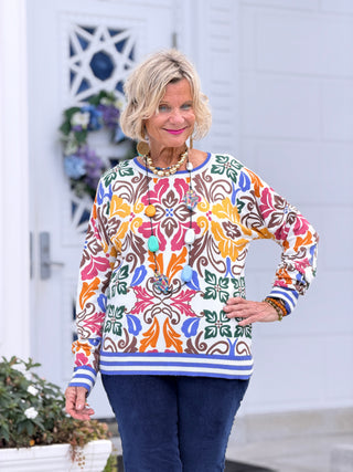 Women's Tipped Floral Lightweight Sweater Cathys Place
