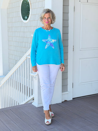 BEACH  CLUB AQUA STARFISH SWEATER LULU-B