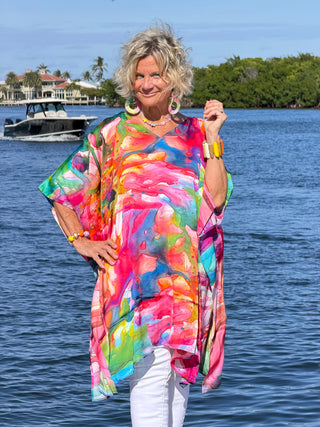 Artisan Papaya Water Color Modal Kaftan Cathys Place