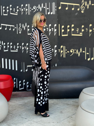 BLACK AND WHITE POKA DOT PALAZZO