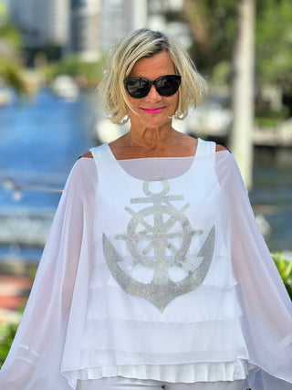 SWAROVSKI CRYSTAL WHITE ANCHOR STATEMENT TOP