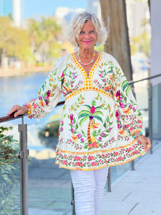 Bohemian V-neck three-quarter sleeve mini dress Lily Clothing