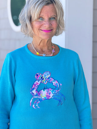 BEACH CLUB AQUA CRAB SWEATER LULU-B
