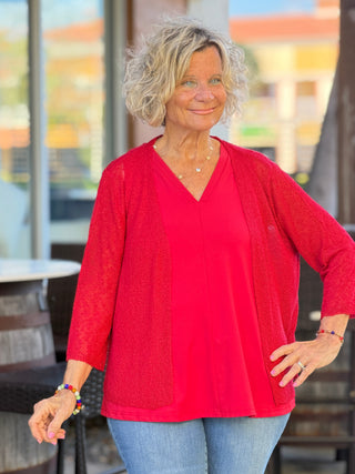 LULU B RED MESH RUFFLE WRAP LULU-B