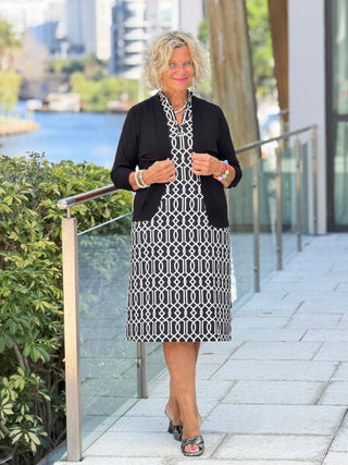 LULU B MIDNIGHT TRELLIS HALF ZIPPER MIDDY DRESS LULU-B