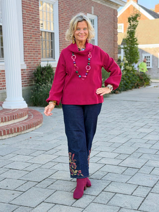 Women's Embroidered Pull On Ankle Jeans Cathys Place