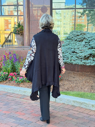 Solid Ruffle Vest Poncho