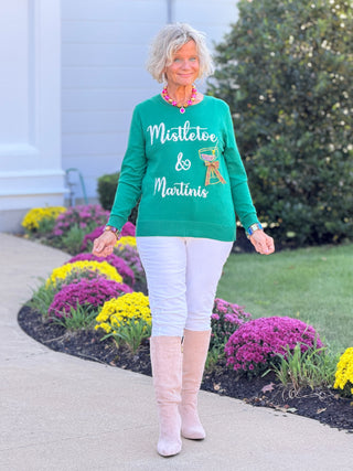 Women's Mistletoe And Martinis Embellished Sweater Cathys Place