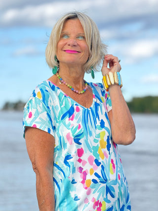 SPALSH OF OCEAN V NECK DRESS UPF +50 Cathys Place