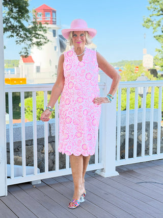 LULU B STARFISH HARBOR SCALLOP MIDI DRESS LULU b