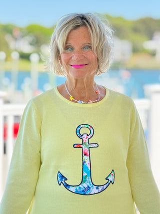 BEACH CLUB YELLOW CAPE COD ANCH0OR SWEATER LULU-B