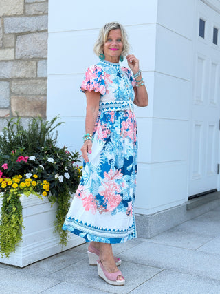 Floral Belted Maxi Dress CATHYS RESORTWEAR