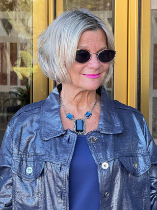 Navy Metallic Jacket