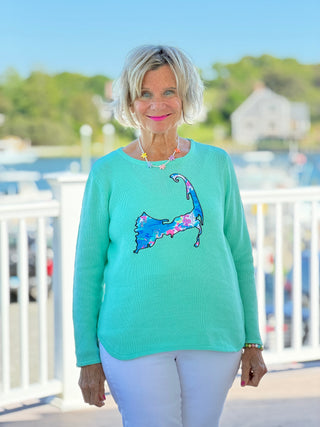 BEACH CLUB SEAFOAM CAPE COD MAP SWEATER Cathys Place