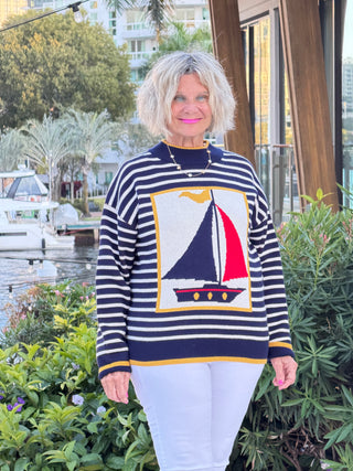 Nautical Stripe Sweater Top Cathys Place