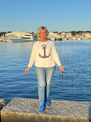 WHITE ANCHOR SWEATER