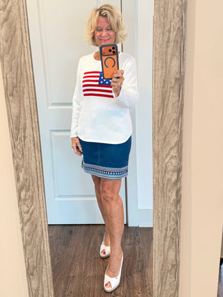 LULUB DOCKSIDE WHITE STAR FLAG SWEATER LULU-B