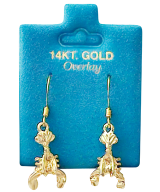 Made In USA Lobster Dangle Earrings Gold or Silver