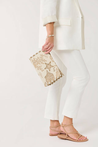 COASTAL JACQUARD WRISTLET POUCH,BEIGE Shiraleah