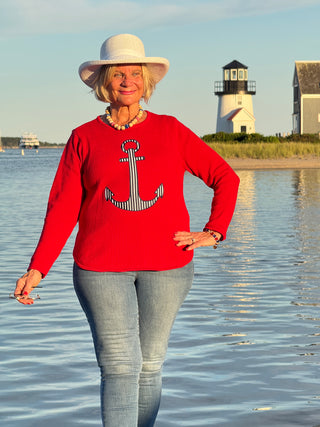 RED  NAVY STRIPED ANCHOR