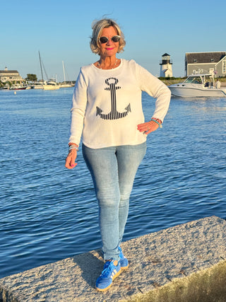 WHITE ANCHOR SWEATER