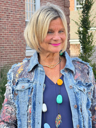 Ethyl Denim & Floral Insert Coat - Virtue