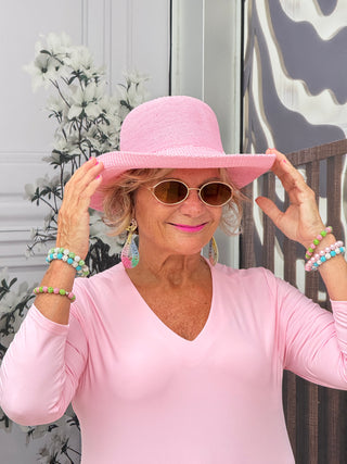 LULU-B CLEAR PINK V NECK TOP