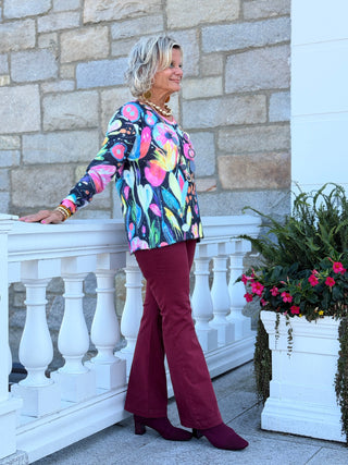 Ethyl The Razzle V Sweater - Eclectric  PINK ETHYL JEANS