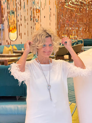 LULU-B WHITE CASHMERE FRINGE TOP LULU-B