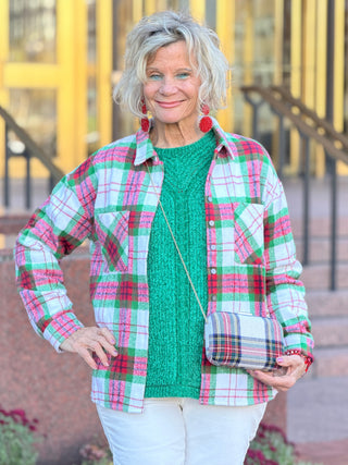 St. Patrick’s Day Green Plaid Cozy Shirt Jacket Shacket Lovesoft
