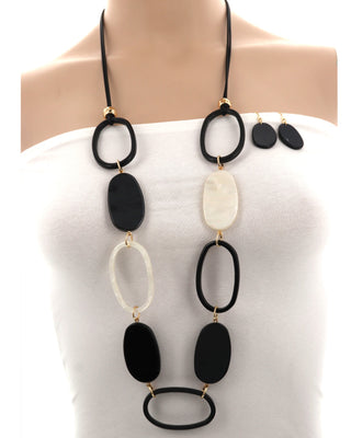 Ovals Shape Resin Long Necklace & Earring Set