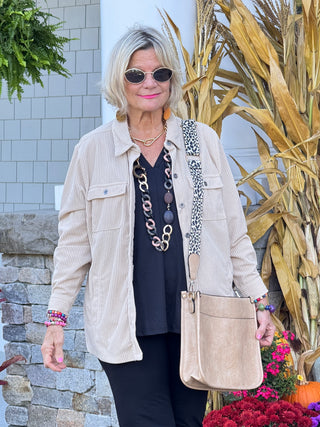 CREAM CORDUROY BUTTON JACKET