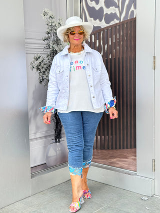 LULU-B WHITE BEACH TIME SWEATER