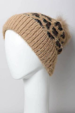 🐆 Leopard Knit Beanie with Pom Pom - 5 Colors Leto Accessories