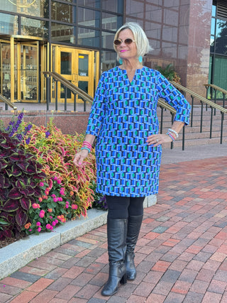 LULU-B Seaport Geo Notch Sleeve Dress