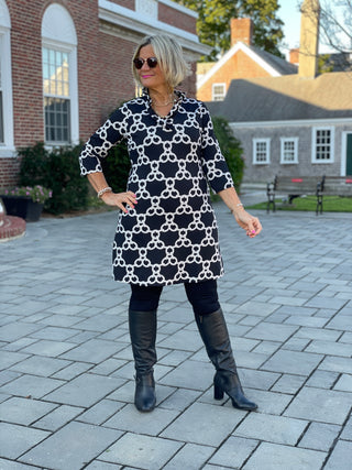 LULU B SOPHIA RUFFLE NECK DRESS