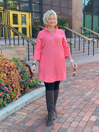 Lulu-b half zipper Salmon scuba dress