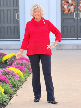 HOLIDAY RED SPARKLE COWL TOP Cathys Place