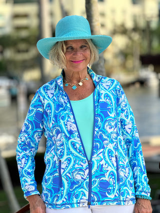BLUE DREAMING HEARTS FULL ZIPPER