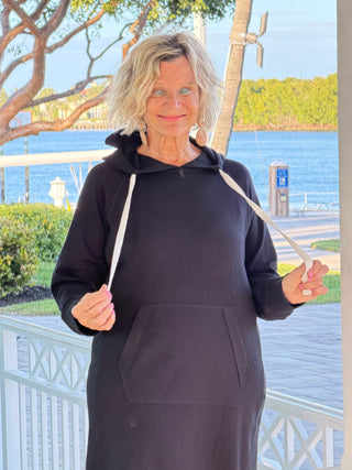 Lulu-b kangaroo pocket black scuba dress LULU-B