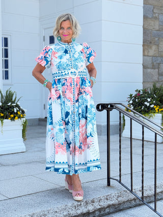 Floral Belted Maxi Dress CATHYS RESORTWEAR