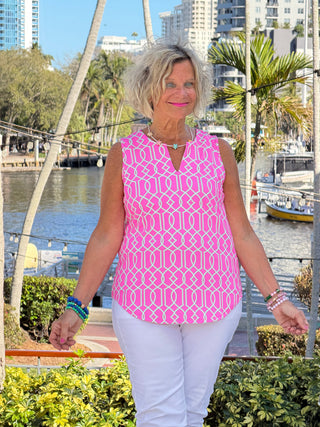 LULU B PALM BEACH LATTIC NOTCH TOP LULU-B