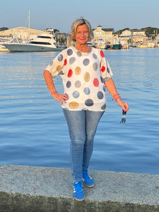 Poka Dot Dolmain top Final Sale