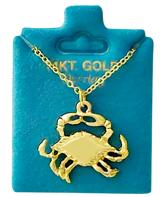 Made In USA Large Crab Necklace Available in Gold or Silver