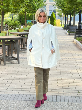 Ivory  Womens Cape Poncho Coat